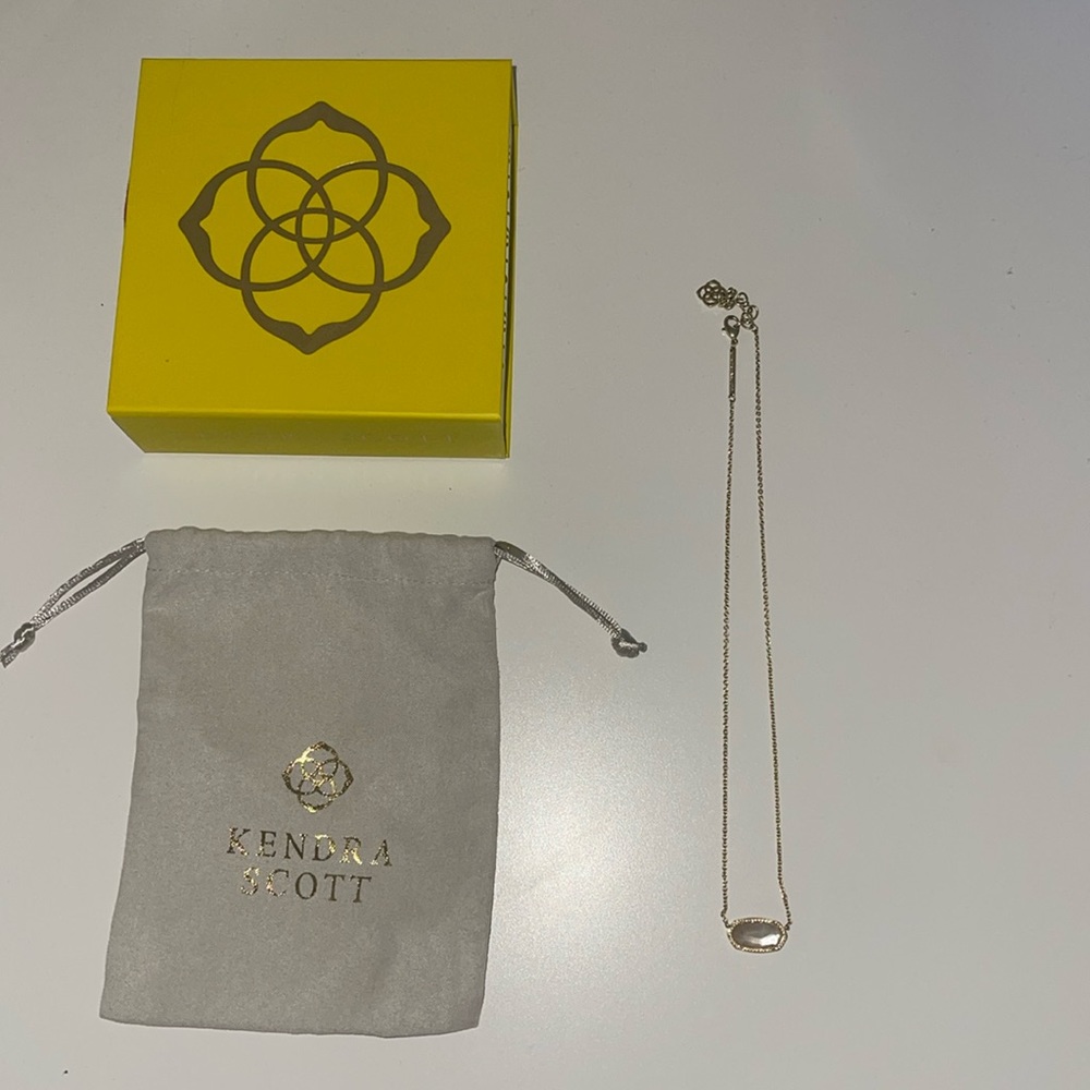 Elisa Gold Pendant Necklace in Ivory Mother-of-Pearl. ( Plus box and bag)